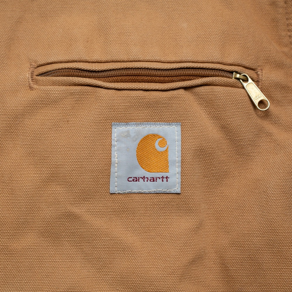 Vtg Carhartt Brown Detroit Blanket Lined Jacket J97 Size Small Corduroy Collar - Picture 6 of 16